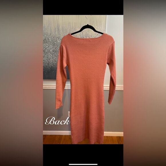 New Look 2X Sweater Dress burnt orange with lace up Cut Out - Picture 2 of 5
